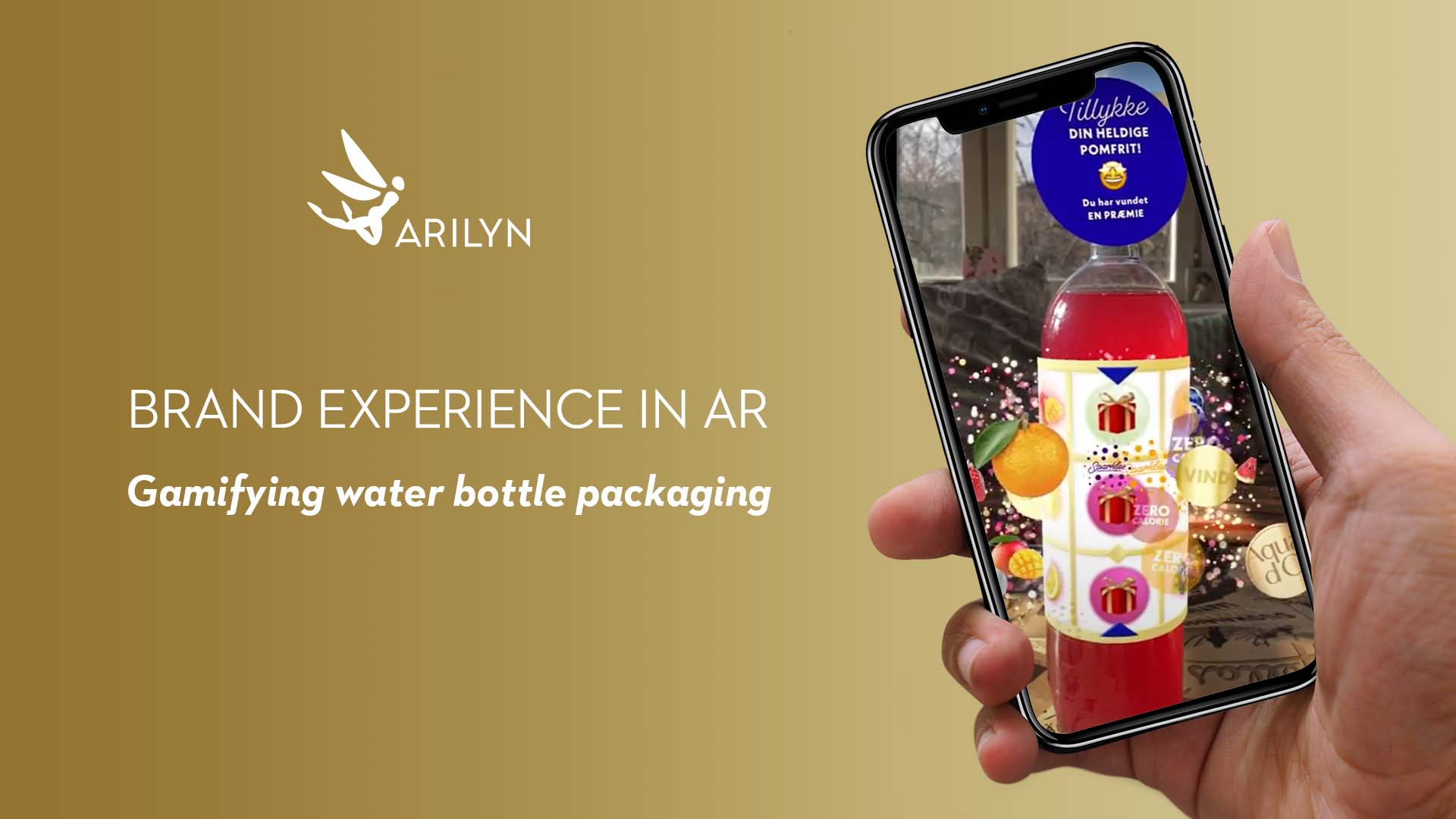 Aqua d'Or brand experience on AR-enhanced water bottle